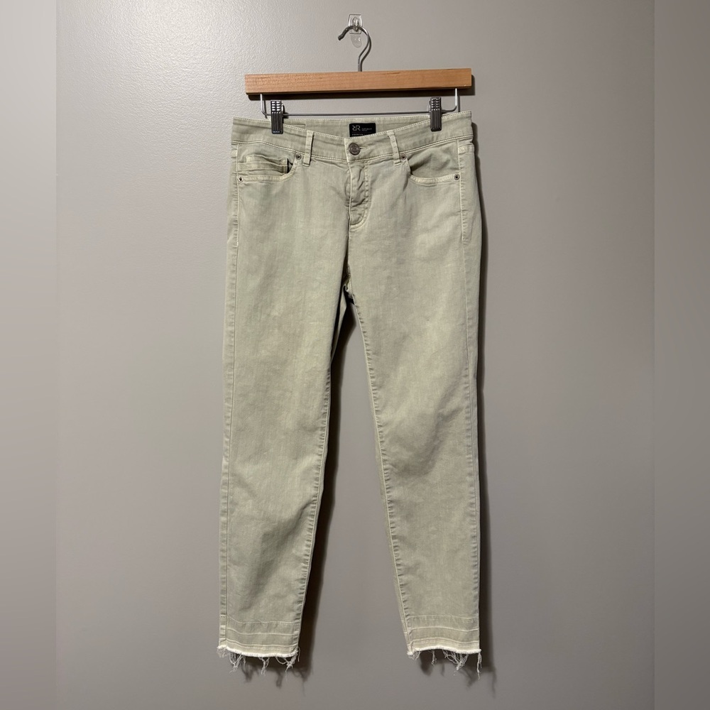 Raffaello Rossi Jane Slim Crop Green Faded Wash Jeans